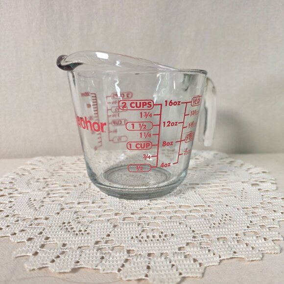 Anchor Hocking Other - Vintage Anchor Hocking Glass 2 Cup Measuring Cup With Red Markings